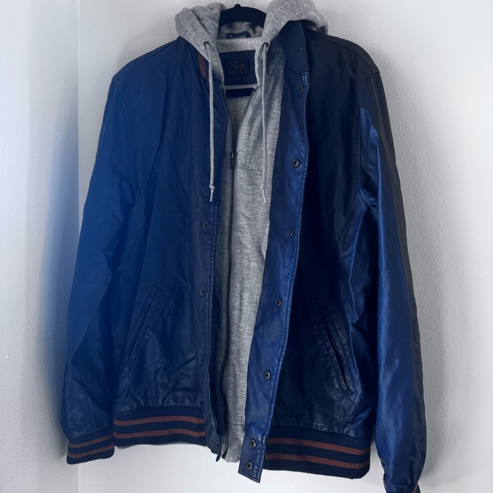 Obey Black Bomber Jacket with Gray full zip Hoodie - Picture 3 of 7